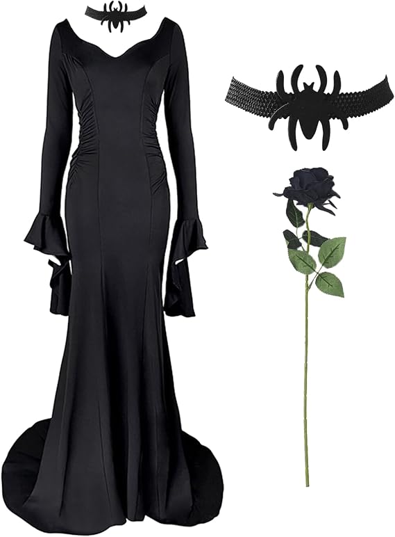 Womens Cosplay Costume V-Neck Bodycon Maxi Dress for Halloween