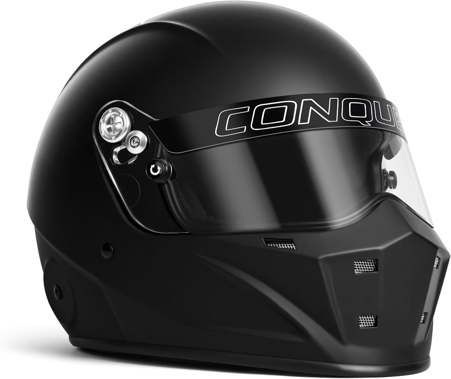 Conquer Snell SA2025承認フルフェイスオートレーシングカーヘルメット-大人|メンズ|レディース|-ブラック/ホワイト/シルバー