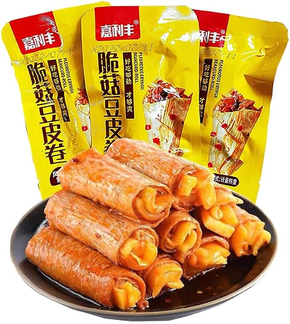 Sandwiched kelp and mushroom dried tofu, spicy instant bean roll, delicious pickles, nutritious bean products, Chinese spicy bar snack, healthy vegetarian food, side dishes (mushroom,20 packs)