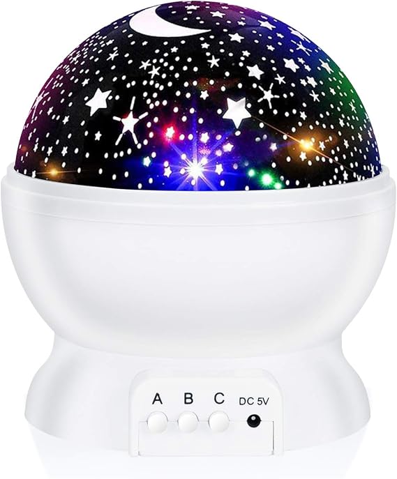 RICTLY Night Light for Kids, Kids Night Light Nebula 360 Degree Rotation - 4 LED Bulbs 12 Light Color Star Projector Changing with USB Cable, Romantic Gifts for Men Women Children
