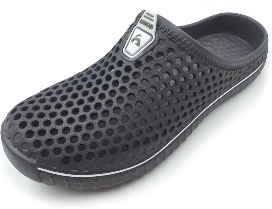 Amoji Garden Clogs Garden Shoes Shower Slippers Sandals Yard Beach Plastic Rubber House 1702 Grey 6 Womenn/4 Men
