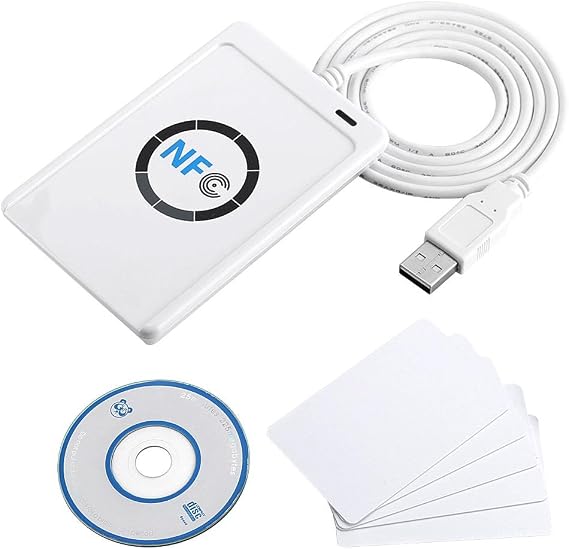 NFC Reader Writer USB Chip Card Reader with NFC - 5X IC Smart Card Reader 424 Kbps - NFC RFID Reader - Card Reader ID Card - Compatible with Windows for New ID Card Bank Card