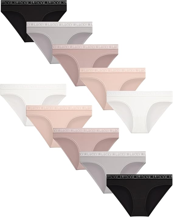 Lucky Brand Women's Underwear - 10 Pack Microfiber Bikini Panties (S-XL)