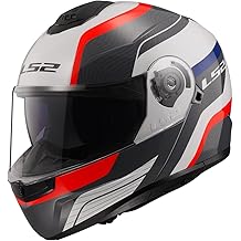 LS2 STROBE 2 Monza Siyah-Beyaz-Kırmızı Kask, ECE 22.06 P/J Sertifikalı Çene Açılır Modüler Kask, KPA Kabuk, Dahili Güneş Vizörlü, Gözlük Uyumlu