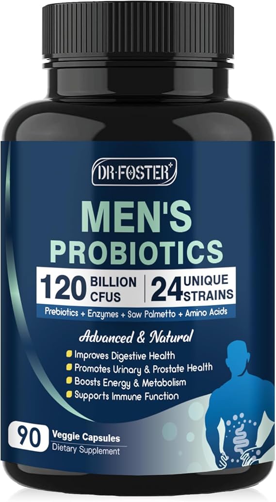 DRFOSTER Probiotics for Men Digestive Health, 120 Billion CFU, 90 Capsules