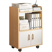 Printer Stand Desktop Printer Bracket Rack Small Cabinet Locker Locker with Door Floor Wall Removable Bookshelf with Wheels Desk Accessories(Dstyle-2)