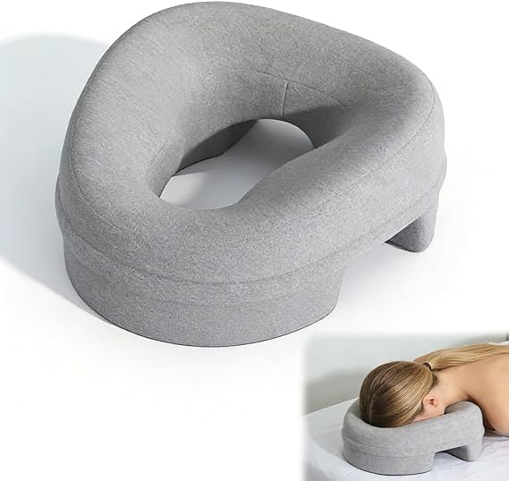 Face Down Pillow, U-Shaped Massage Face Pillow, 26 * 13 * 6cm Headrest Facial Cushion, Memory Foam, Face Cushion for Massage Table for Spa, Salons Massage (Grey)