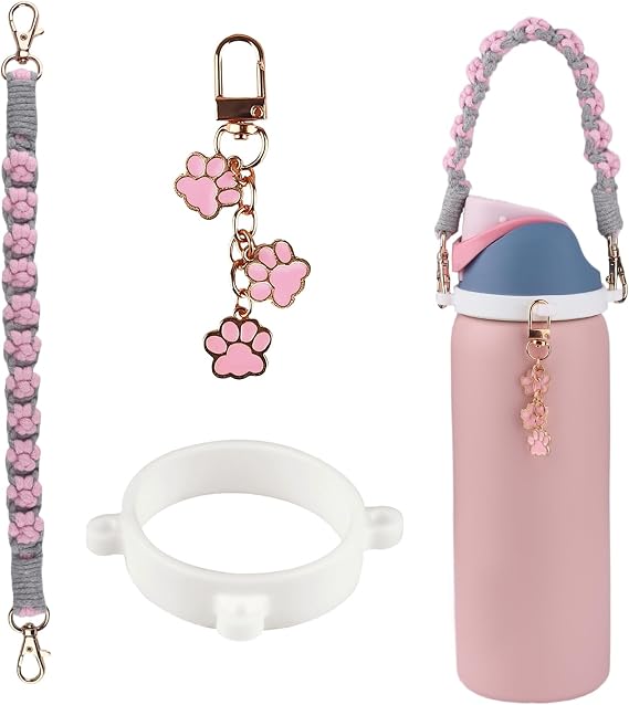 Water Bottle Accessories Set for Owala FreeSip 24 oz, 32 oz, 40 oz Includes Animal claws Handle Strap, Cute Charms for Owala Accessories & Stanley Cup Accessories for Women Gift