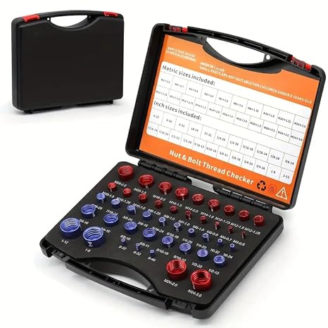 44PCS Thread Checker, Nut and Bolt Thread Checker, Thread Checker Kit in Standard and Metric (23 Standard & 21 Metric), Bolt Size Finder Checker Thread Gauge for Quickly Identify