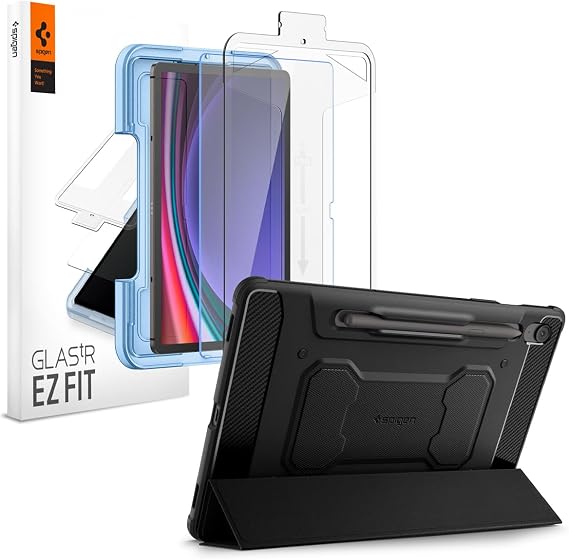 Spigen for Galaxy Tab S10 FE Case, Rugged Armor Pro with Tempered Glass Screen Protector, Galaxy Tab S9, Galaxy Tab S9 FE