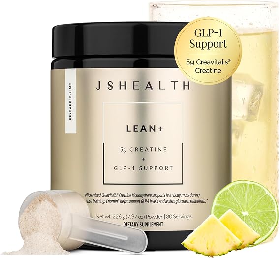 JSHealth Lean+ Creatine Monohydrate Powder for Women - 5g Micronized Creatine with Eriomin Citrus Bioflavonoid for Metabolic Wellness Support - Probiotics - Pineapple-Lime Flavor (30 Servings)