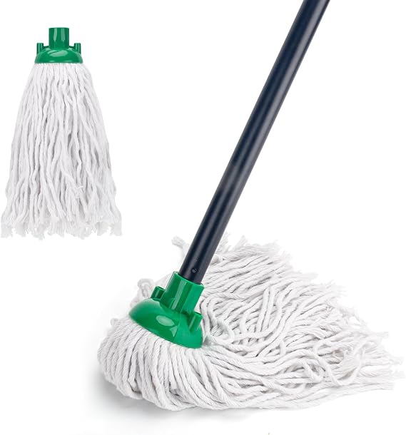 KeFanta Mop for Floor Cleaning,2 Pcs Cotton String Wet Mops Replacement Head Compatible with Microfiber Cloth Mop Refill & 0.8" Diameter Mops Handle,Green(1 Handle & 2 Heads) | 2 Pcs Cotton String Wet Mops Replacement Head Compatible with Microfiber Cloth Mop Refill & 0.8" Diameter Mops Handle,Green