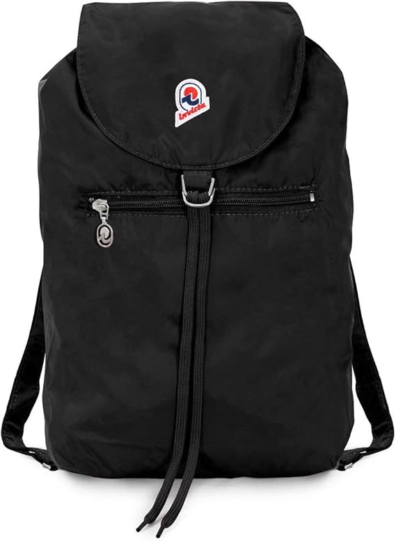 Invicta Backpack, VINTAGE GLOSSY, Minisac Drawstring Backpack, Casual Daypack, Unisex, One Size 8 LT, For Day Trips & Free Time, with Hip-Belt, packable, Italian Design, bicolor black,