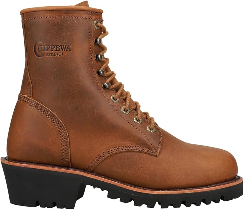 Chippewa Mens Classic 2.0 Limited Edition Logger 8 Inch Waterproof Round Toe Work/Duty - Brown - Size 9 D