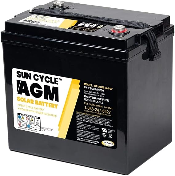 Go Power GP-AGM-100-12 SunCycle Rechargeable Replacement Solar Battery - Deep Cycle 12V AGM Battery, No Maintenance, Sealed & Spill-Proof for PV Solar, Inverter, Camper, Boat, Marine & Off-Grid Use
