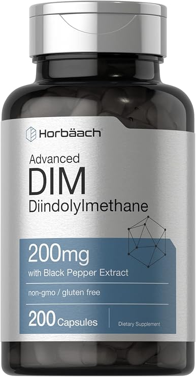 Horbaach DIM Supplement 200mg | 200 Capsules | with Black Pepper Extract