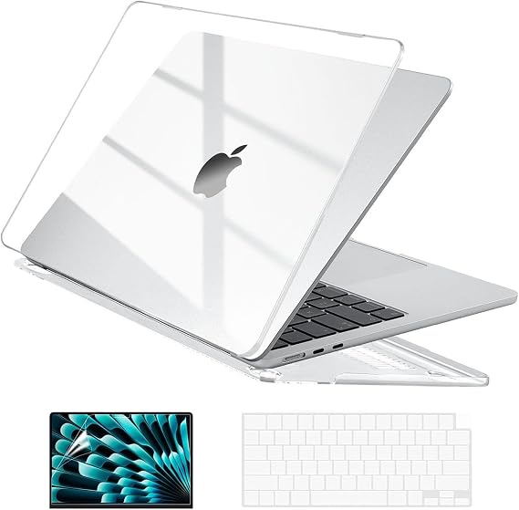 EooCoo Case for MacBook Air 15 inch M5 M4 M3 M2 2026-2023, Crystal Clear