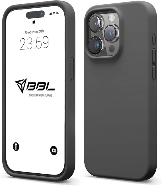 Babilden iPhone 13 Pro Max İle Uyumlu Kılıf İnce Ve Dayanıklı Sıvı Silikon 3 Katmanlı Tam Kaplamalı Şık Yumuşak Jel Hissi Yüksek Kalite Kauçuk Telefon Kılıfı (Antrasit Siyah)