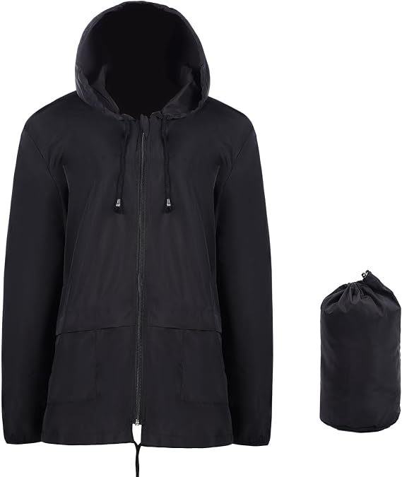 Lancry Lightweight Waterproof Jacket Women, Packable Raincoat Rain Jacket Hooded for Outdoor Hiking, Running, Cycling