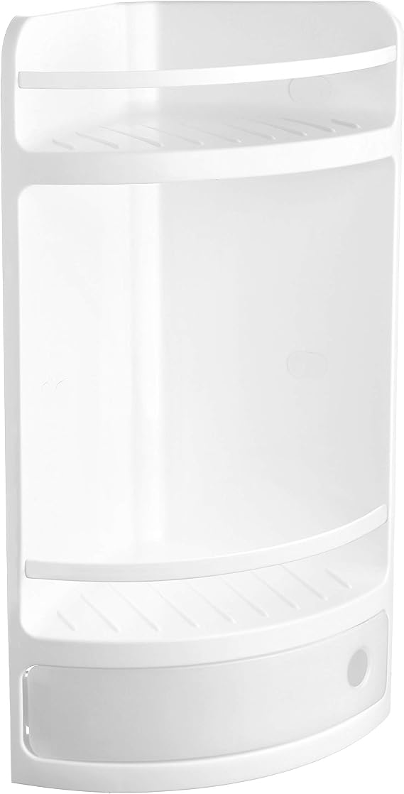 Tatay Corner Shelf with Drawer, Polypropylene, White, One Size