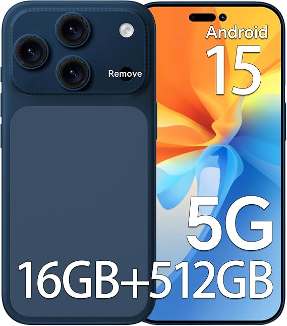 Unlocked L17PROMAX Ultra Cell Phones with 5000mAh Battery,Android 15 Snapdragon 888 Smartphone Phone,16GB RAM+512GB ROM,32MP+104MP Camera, 3040 * 1440 HD 6.9'' Screen /5G/Dual SIM/GPS/WiFi(Blue)