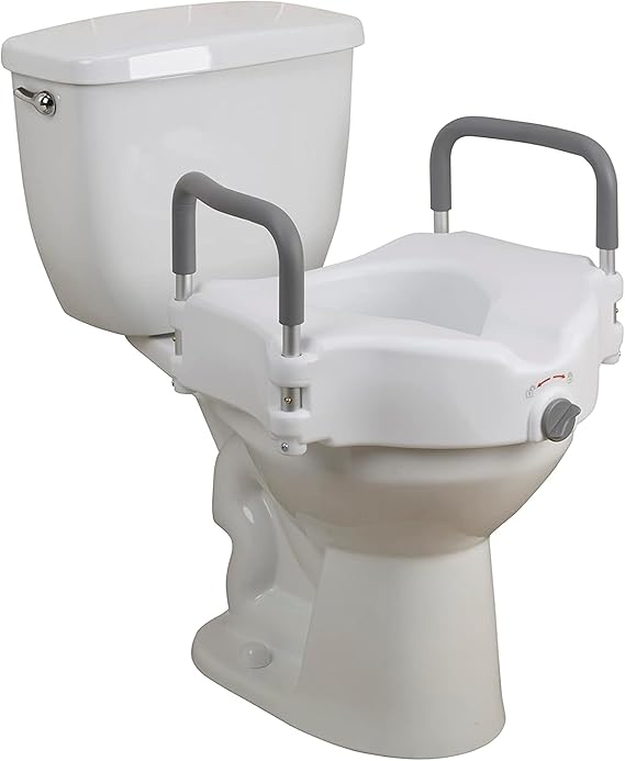 Drive Medical 2-in-1 Raised Toilet Seat with Removable Padded Arms