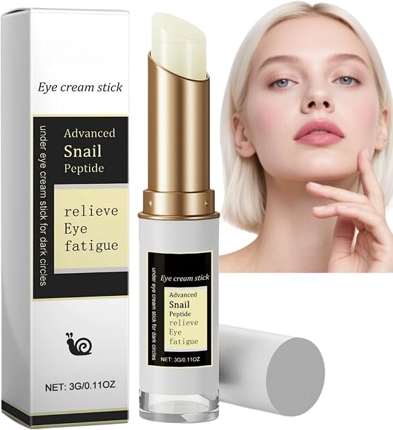 Snail Peptide Eye Cream Stick,Under Eye Balm Stick for Dark Circles and Puffy Eyes,Wrinkle&Eye Bag Remover with Snail Mucin,Moisturizing Anti-Aging Eye Cream Stick for Glowing Skin,Easy to Use&Carry