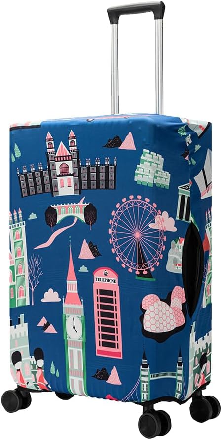 Suitcase Cover 20-35 Inch Luggage Covers Protectors, Mateju Trolley Case Protective Cover Washable Anti-Scratch Elastic Travel Suitcase Protector (Building,S)