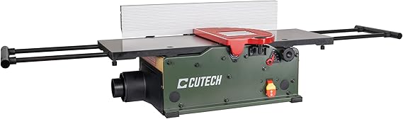 Cutech 401100HI 10-Inch Spiral Cutterhead Benchtop Jointer with Cast Iron Tables, 20 TC Inserts, Extra Long 24" Aluminum Fence, Additional 7-3/8" Fence Brackets, and a 12-amp Motor