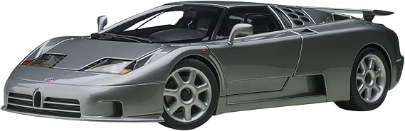Bugatti EB110 SS Super Sport Grigio Metalizzatto Silver Metallic with Silver Wheels 1/18 Model Car by Autoart 70916