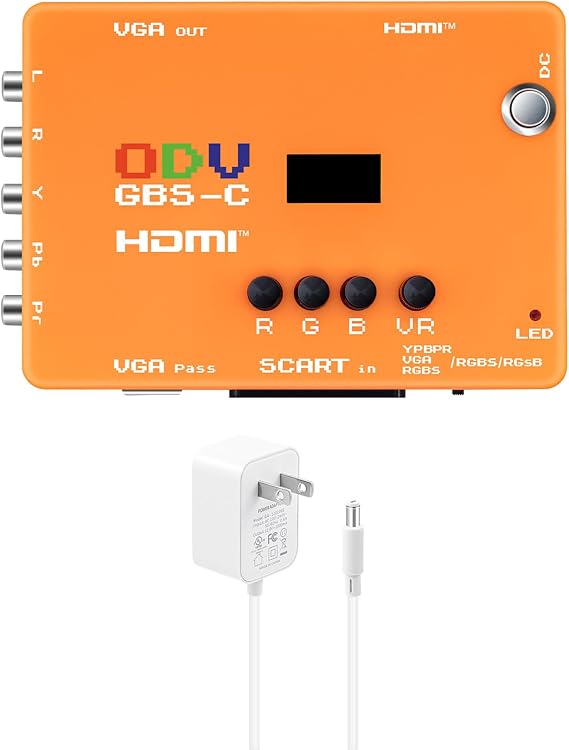 Mcbazel ODV-GBS-C RGBS/SCART/YPbPr/VGA to HDMI/VGA Scan Converter for Retro Gaming Console with US Plug - NO AV/Composite/RCA | VGA Max 60Hz