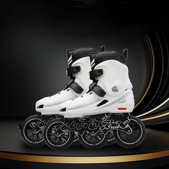 Racing Inline Skates, 110mm Large 3 Wheels Roller Skates For Unisex, High Performance Professional Skating Boots, For Men Women Adult Teenagers Children(Size:36,Color:White)