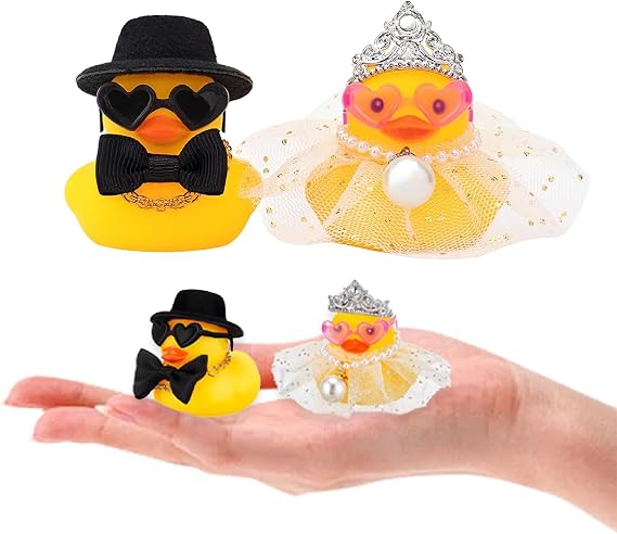 Set of 2 bath ducks bridal couple squeaky duck for weddings
