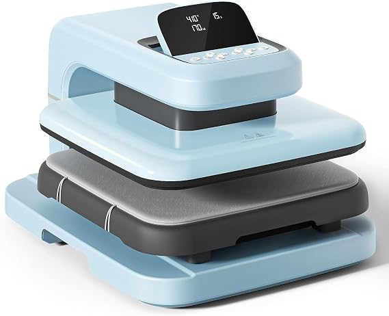 Auto Heat Press 2 - Heat Press Machine for T Shirts with Adjustable Pressure & Higher Heating Height, Heats Up Fast and Evenly Heat Press 38X38cm for HTV, Sublimation, Heat Press Projects(Blue)
