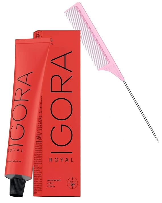 IGORA ROYAL by Schwarzkapf Professional PERMANENT Creme Hair Color Dye, 100% Coverage Cream Haircolor, Newest 2024-2025 Version (w/SIeekshop PINK Comb) (0-77 Copper Concentrate)
