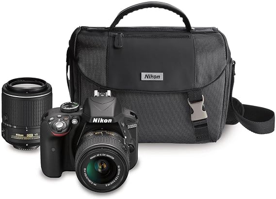 Nikon D3300 DX-format DSLR Kit w/ 18-55mm VR II & 55-200mm Zoom Lenses and Case (Black)