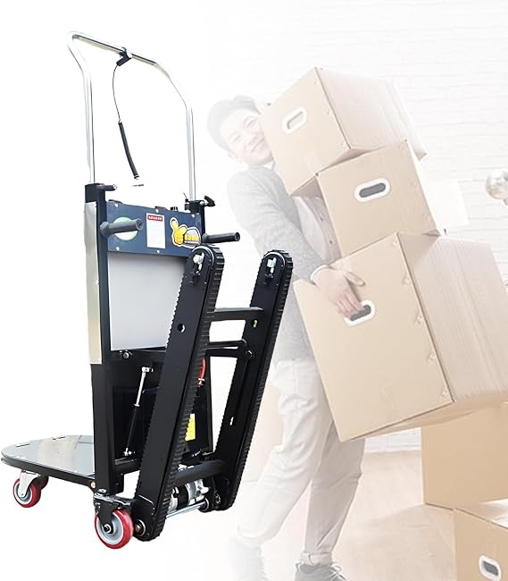 Electric Stair Climbing Trolley, 660 Lbs Capacity, 850w Powered Hand Truck, 2300 Steps, Foldable Tracked Dolly for Industrial Transport and Appliance Moving