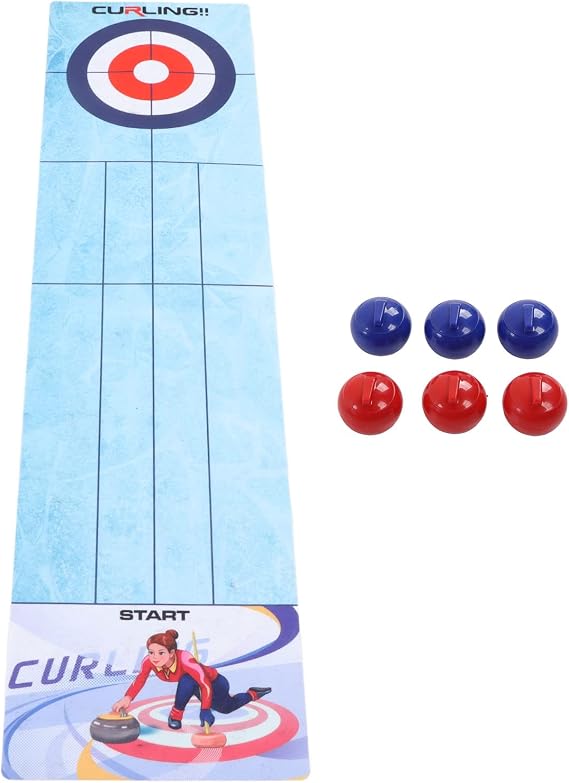 Tabletop Curling Game for Kids, Portable Roll Up Tabletop Curling Game Curling Board Family Game Interactive Competitive Fun Indoor Sport Game Come with 6 Curling Stones Ideal for Family Fun