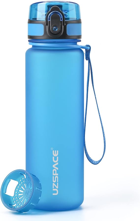 UZSPACE Water bottle is child-sealed, sports plastic beverage bottle, 1 l, 800 ml, 500 ml, Tritan and bisphenol A-free, suitable for sports bottle, carbon dioxide