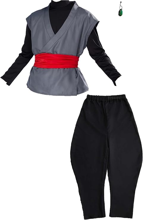 Haikyuu Men's Kung Fu Suit With Earing Anime Black Cosplay Costume Halloween
