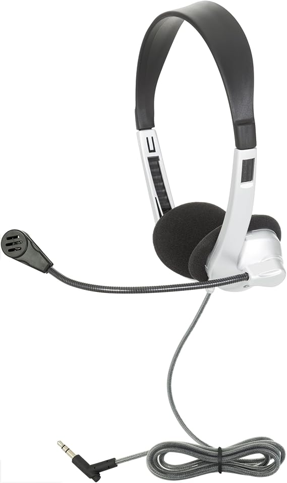 Egghead Personal Stereo Headset with Adjustable Headband, Foam Ear Cushions, Flexible Uni-Directional Microphone, and Tangle-Free Tri-Shield Cord