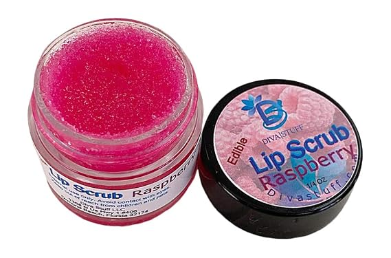 Diva Stuff Ultra Hydrating Lip Scrub for Soft Lips, Gentle Exfoliation, Moisturizer & Conditioner, Raspberry Flavor 14 oz (Made in the USA)