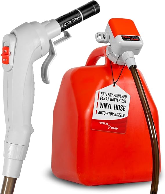 TERA PUMP Battery Powered Fuel Transfer Pump, 2.6 GPM, 4 AA Battery