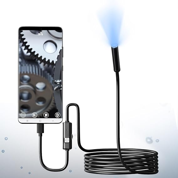 Endoscope Camera,7MM Waterproof Inspection Camera With Light,Type-C Direct Camera Hd 1 Million Industrial Endoscope, Automotive Maintenance For Wall/Automotive/Engine I(Size:2M flexible cable)