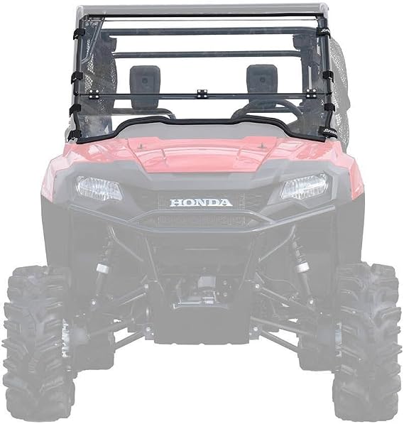 SuperATV Flip Down Windshield for 2014+ Honda Pioneer 700, 700-4, Made of Scratch Resistant 1/4" Polycarbonate 250x Stronger Than Glass, Protected with XR Optic Hard Coating, USA Made