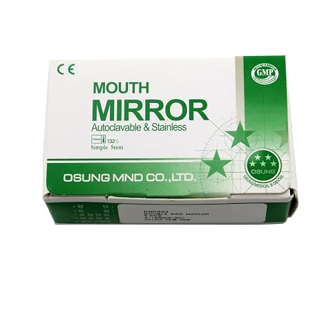 Osung Dental Simple Stem Double Sided Dental Mirror #4 - (Pack of 5)