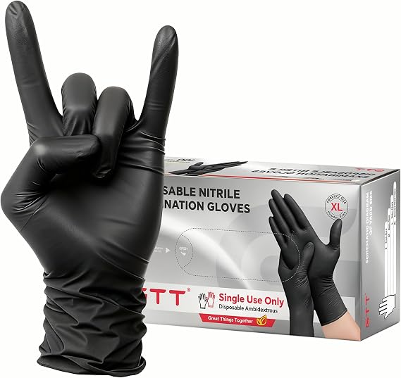 GTT TT Black Nitrile Exam Gloves 6 Mil
