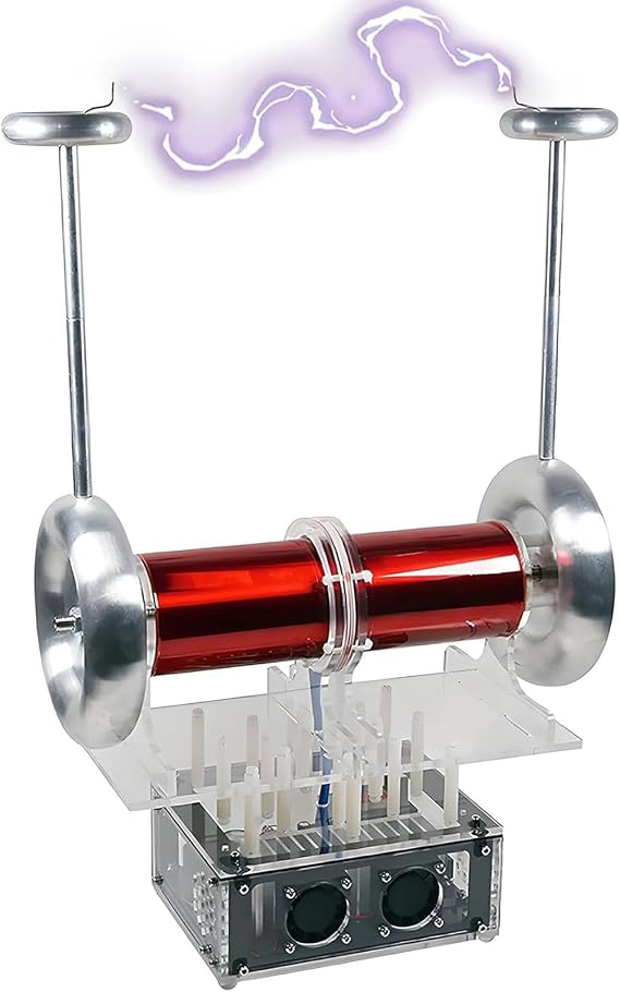 Bipolar SSTC Tesla Coil, Coil Desktop Toy, DIY Music Coil, Square Wave Music Can Be Input, 30cm Arc, 3.5mm Audio Interface, No Ground Wire Design, Can Be Used for Teaching Demonstrations