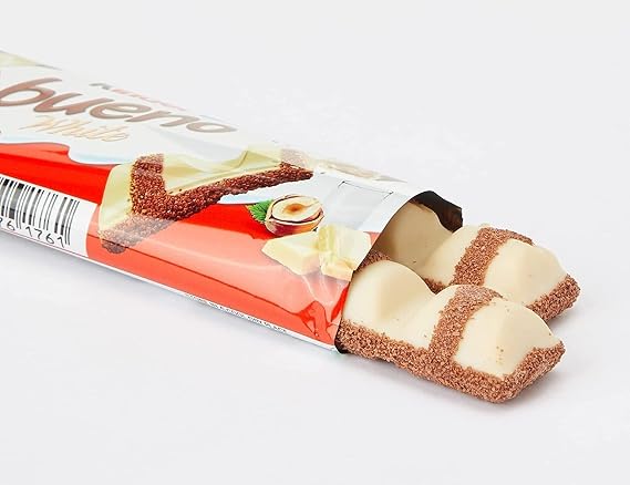 Kinder Bueno White Chocolate, Hazelnut & Wafer Bars Pack of 30 x 39g (2 fingers) Each Bar Share Pack Christmas, Birthday, Easter, Halloween, Thank You Gift, Sharing Box, Great Gift Sold By Kidzbuzz