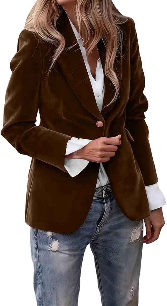 Velvet Blazer Women, Business Casual Sweater Blazers Suit Dress Jackets Fall Winter Office Work Outfits Cardigan Coat